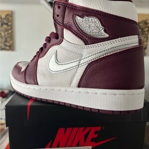 Nike Air Jordan Burgundy and White Sneakers